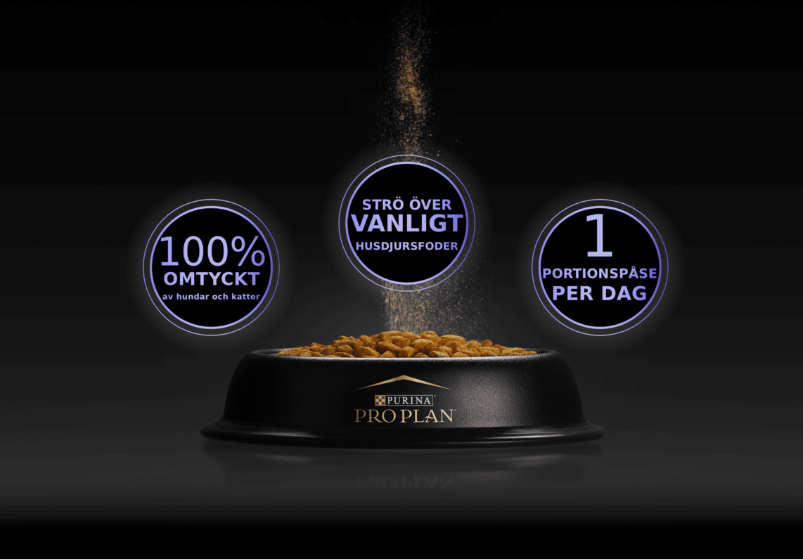 100% omtyckt av hundar och katter, Strö över vanligt husdjursfoder, 1 portionspåse per dag