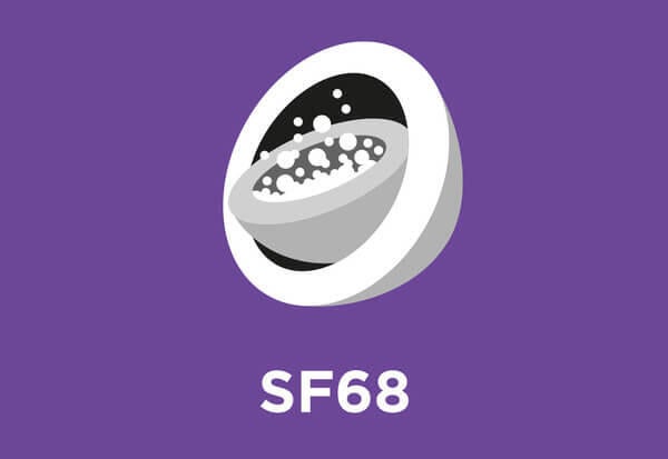 Innehåller en garanterad nivå av en proprietär mikroinkapslad stam av viabel probiotika (SF68) (5 x 10⁸ CFU*/g).